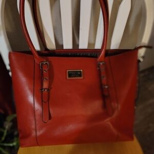 Red Leather Tote Bag